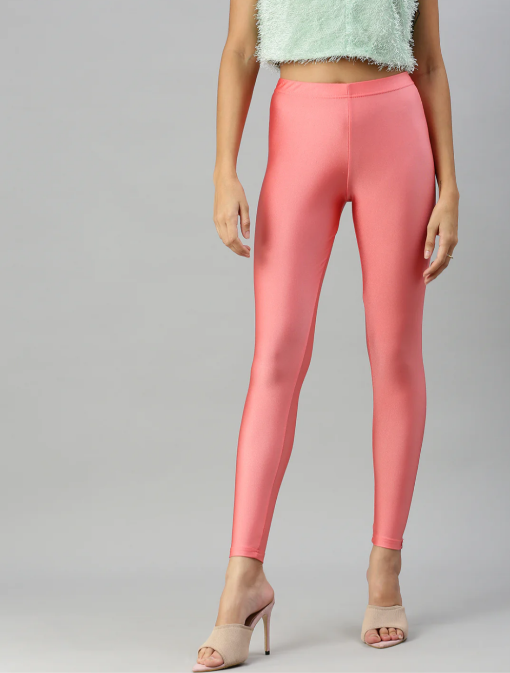 Shimmer Leggings - Coral Pink