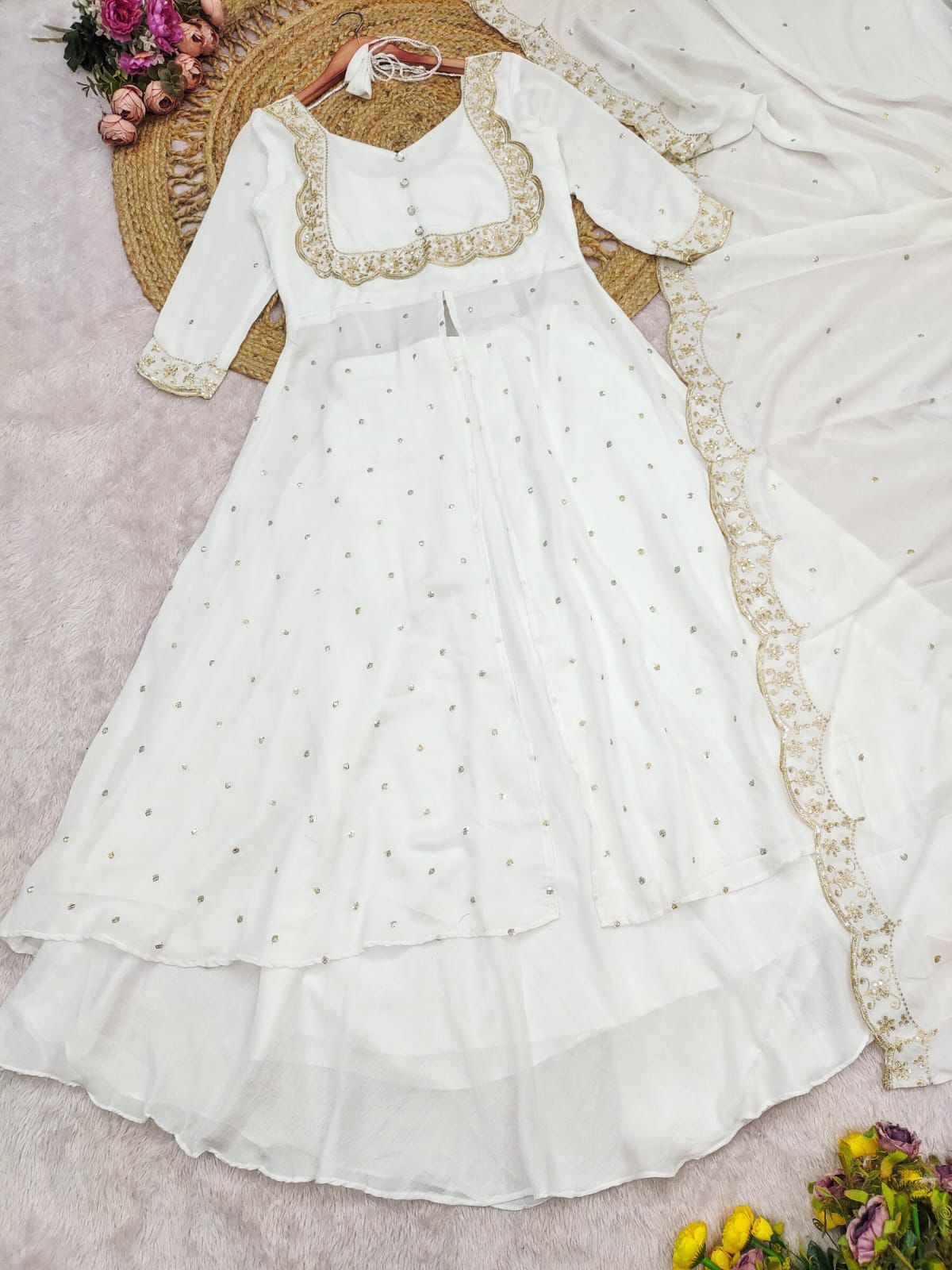 Stunning Cape Top, Skirt With Duppatta set