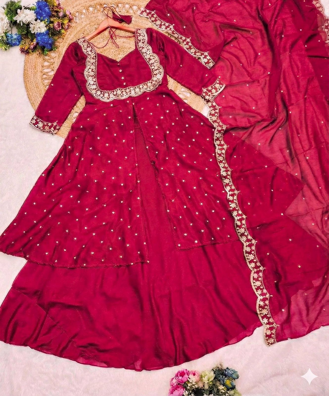 Stunning Cape Top, Skirt With Duppatta set