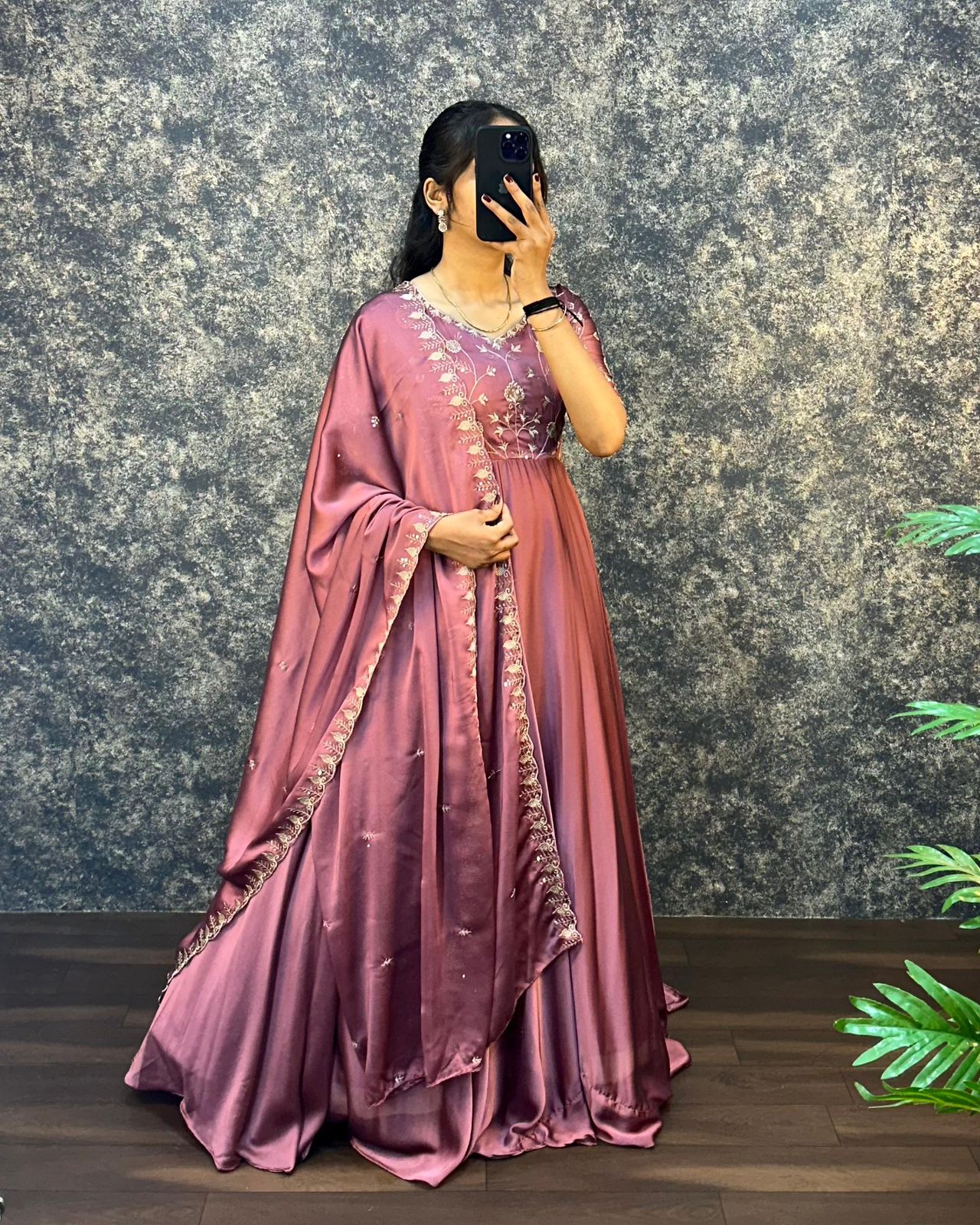 Embroidery Silk Gown