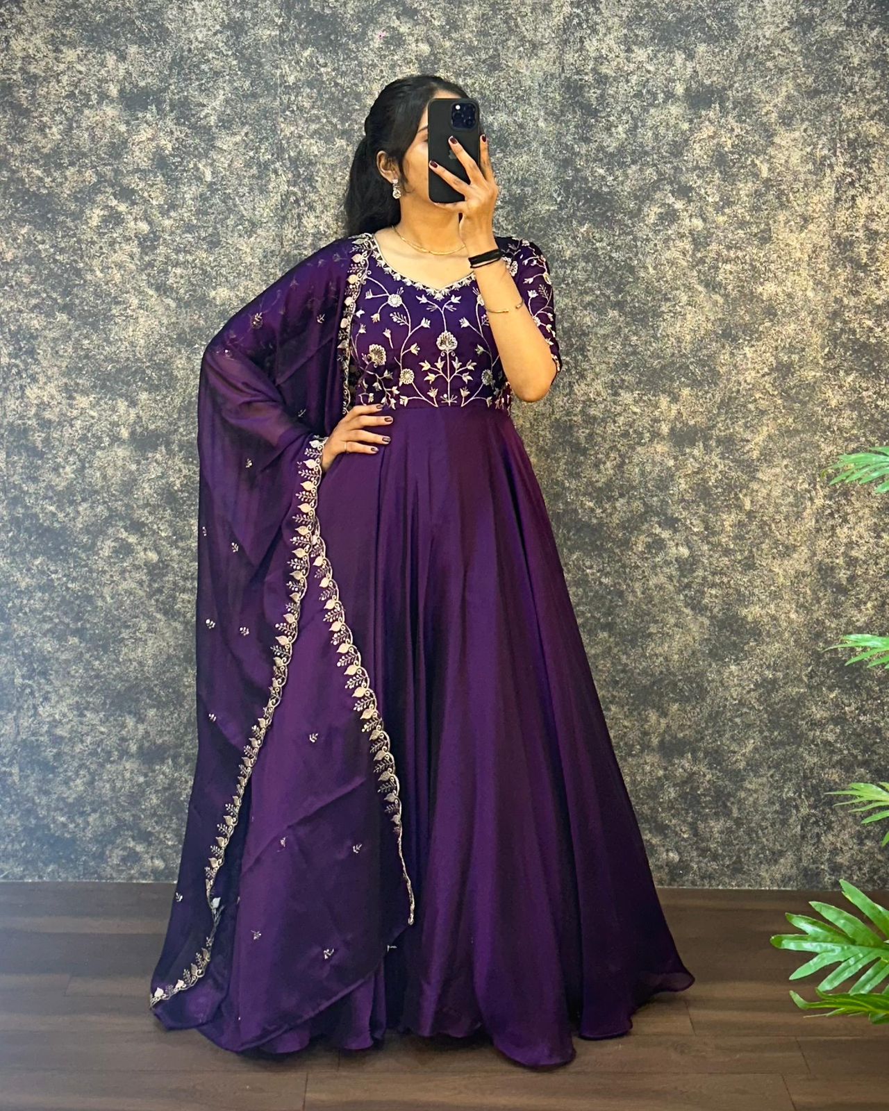 Embroidery Silk Gown