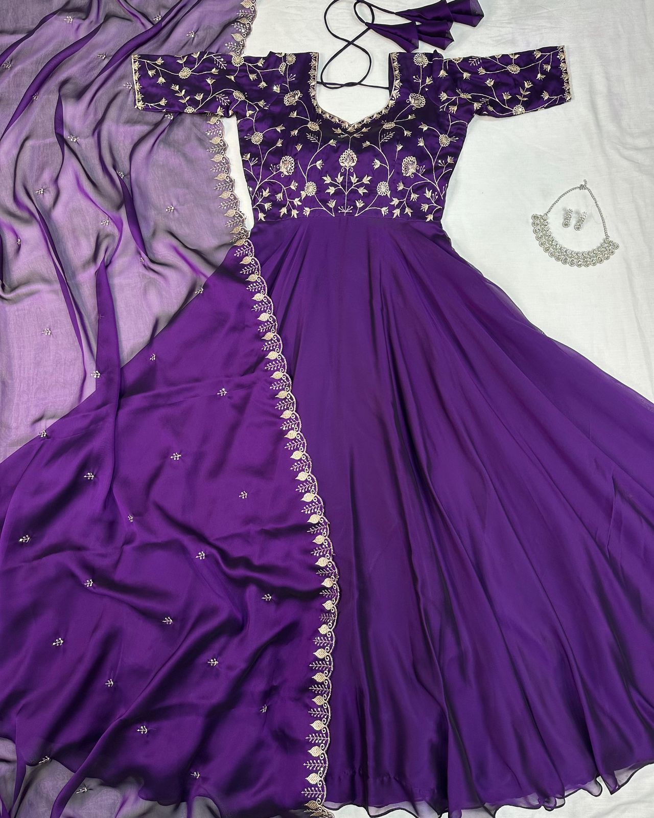 Embroidery Silk Gown