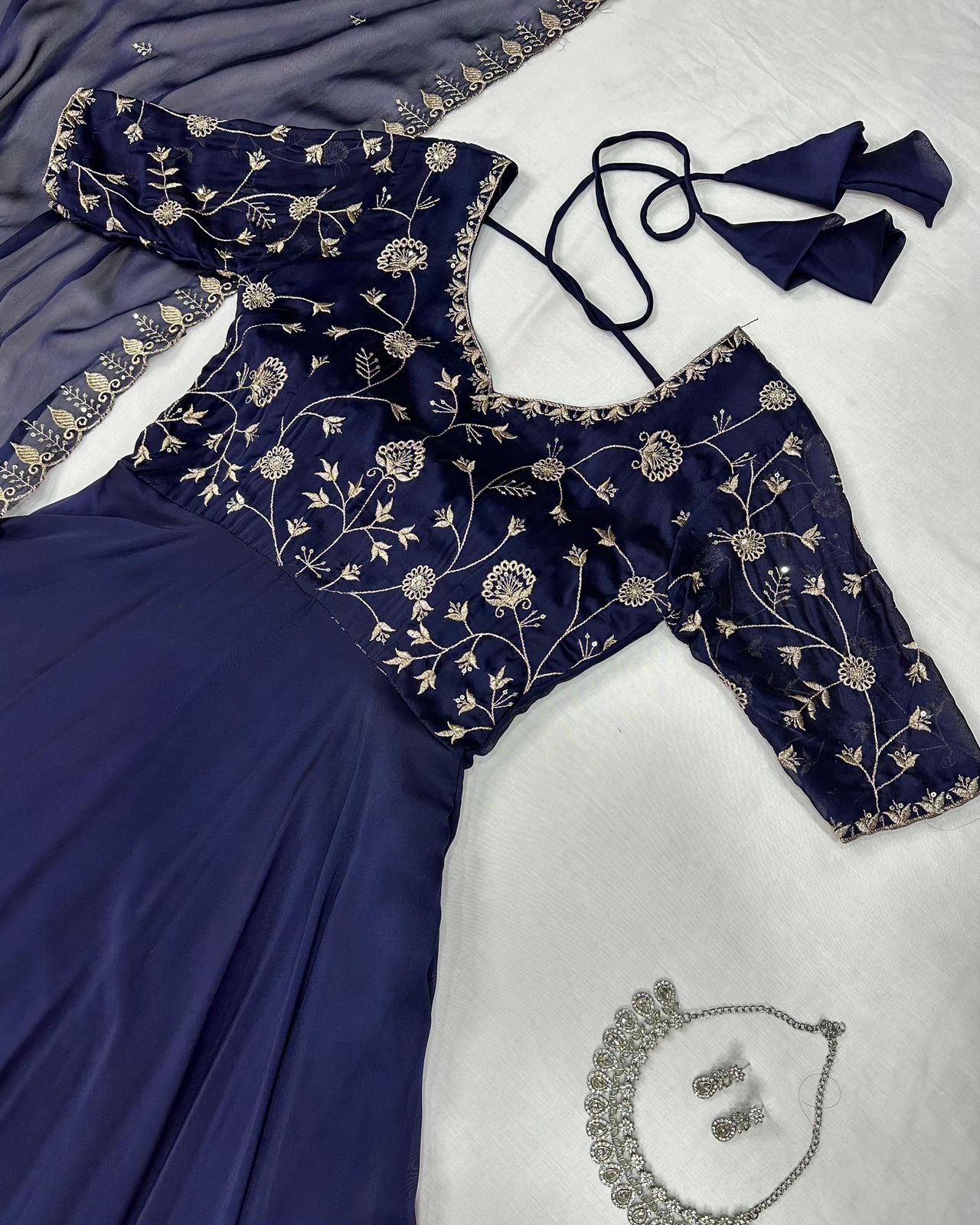 Embroidery Silk Gown
