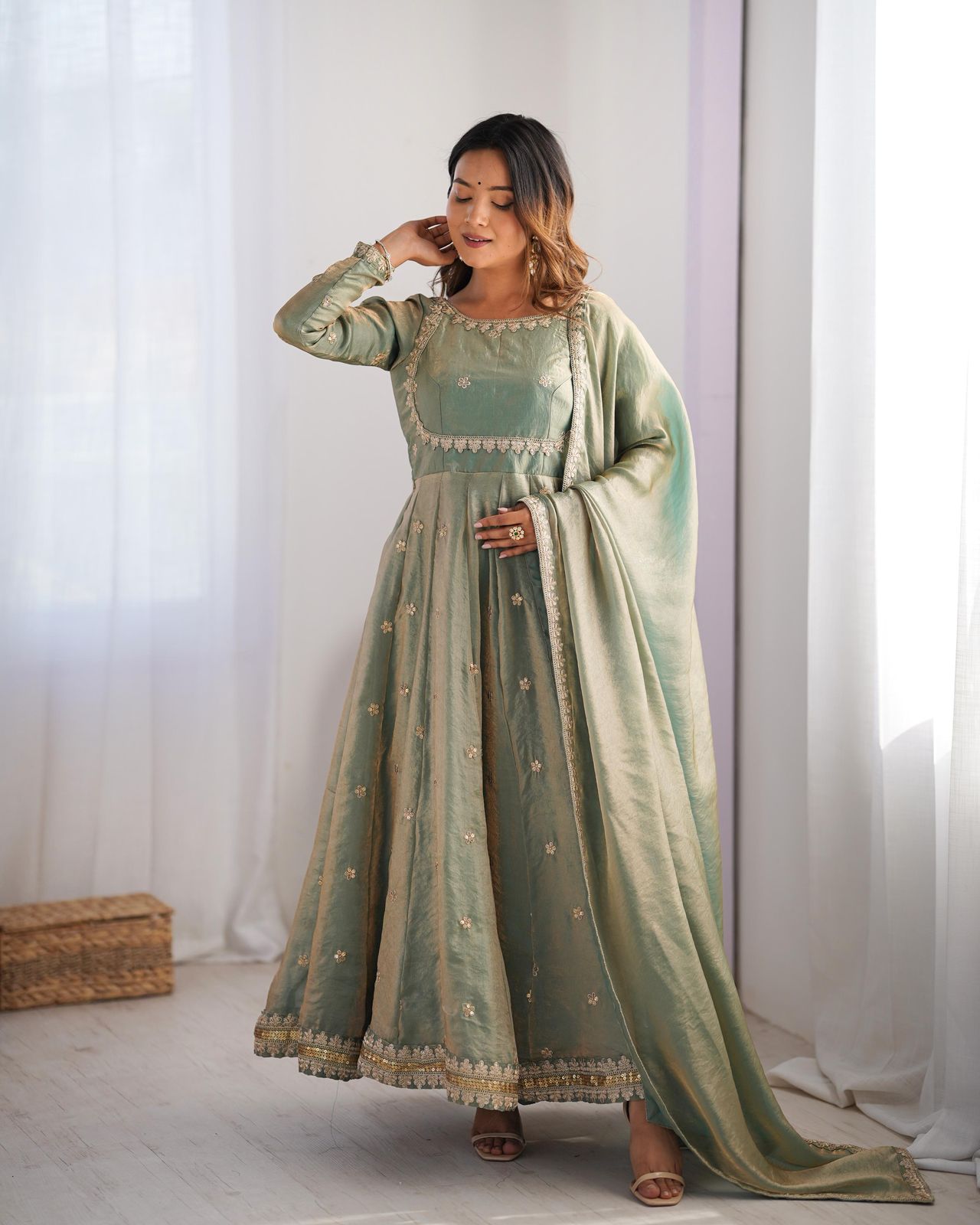 Ethnic Silk Anarkali Gown