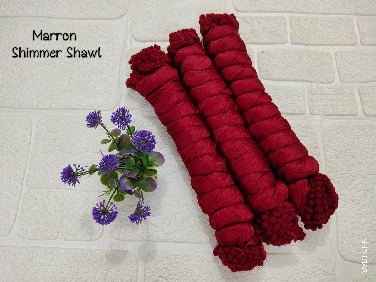 Shimmer Dupatta - Marron - BT045