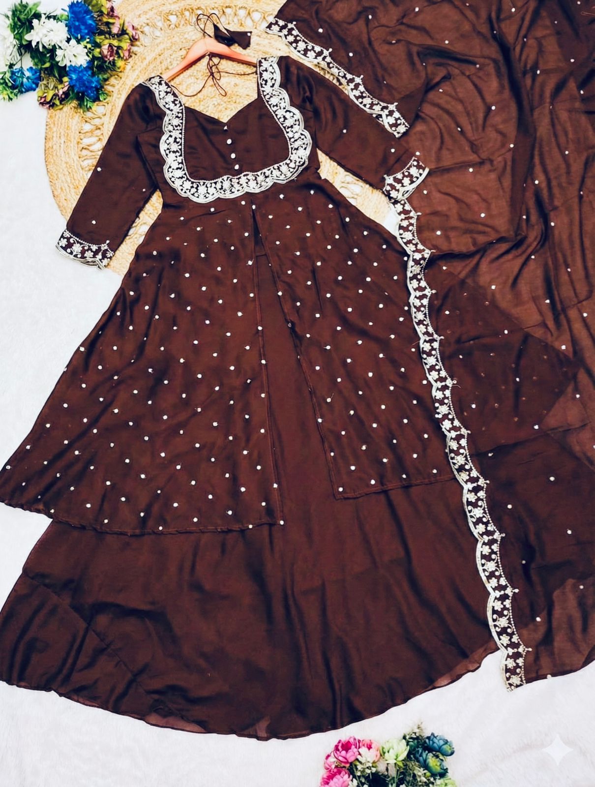 Stunning Cape Top, Skirt With Duppatta set