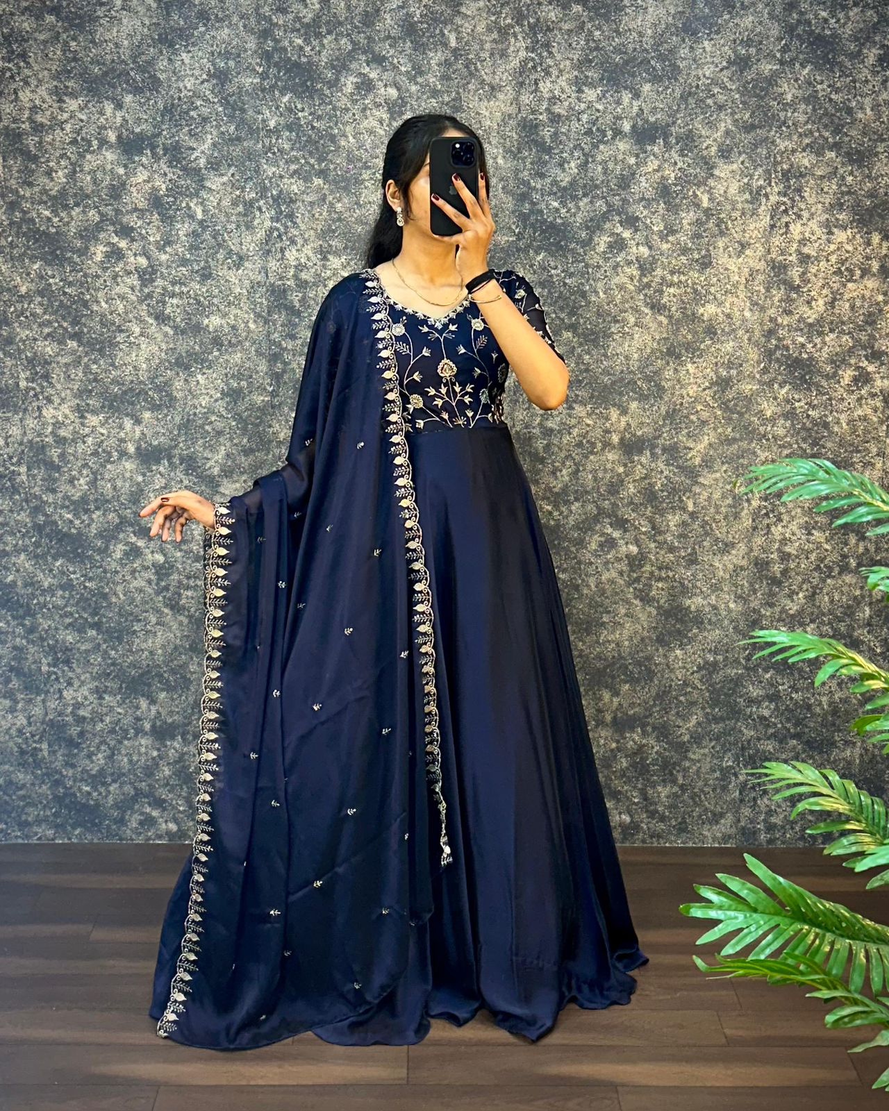 Embroidery Silk Gown