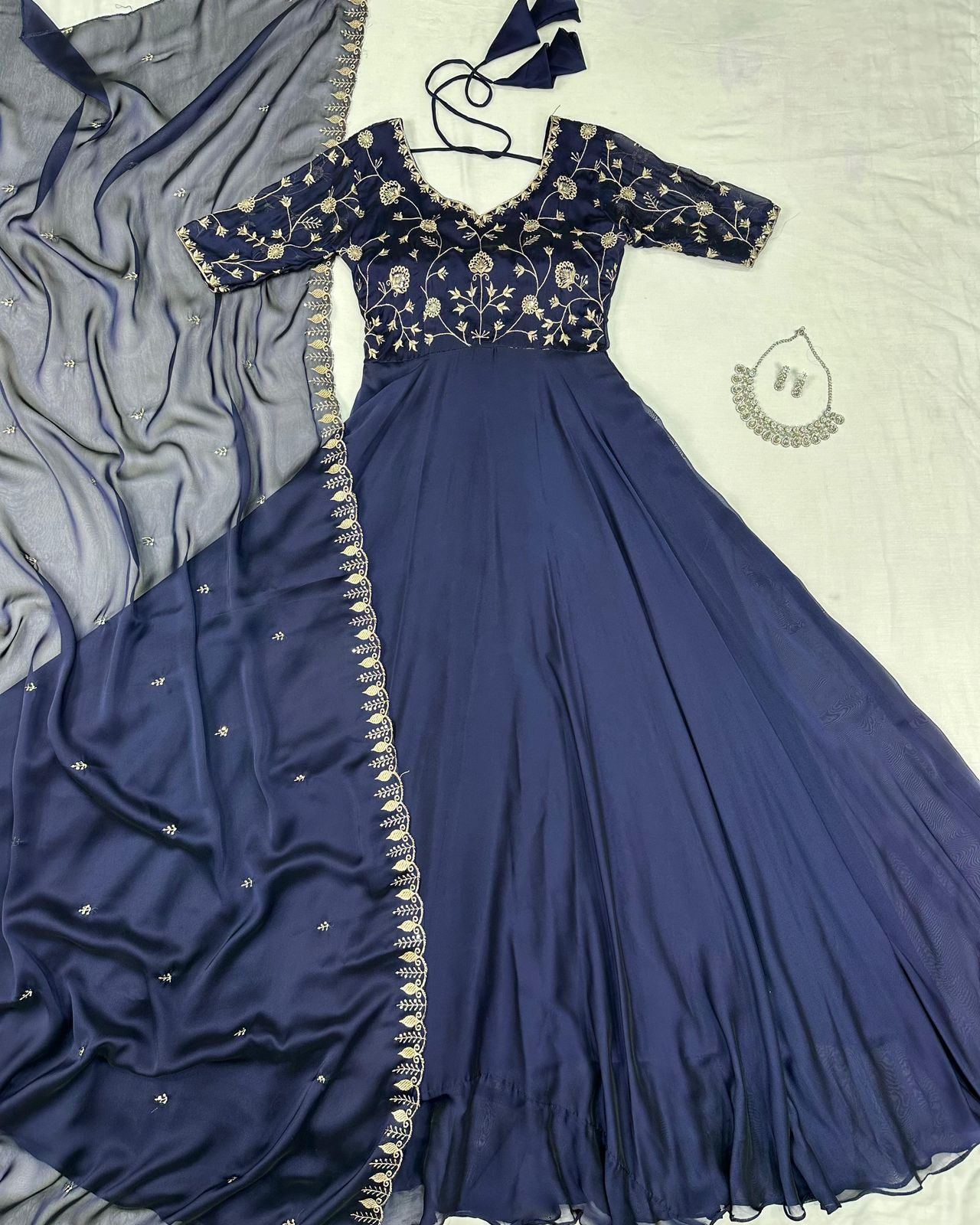 Embroidery Silk Gown