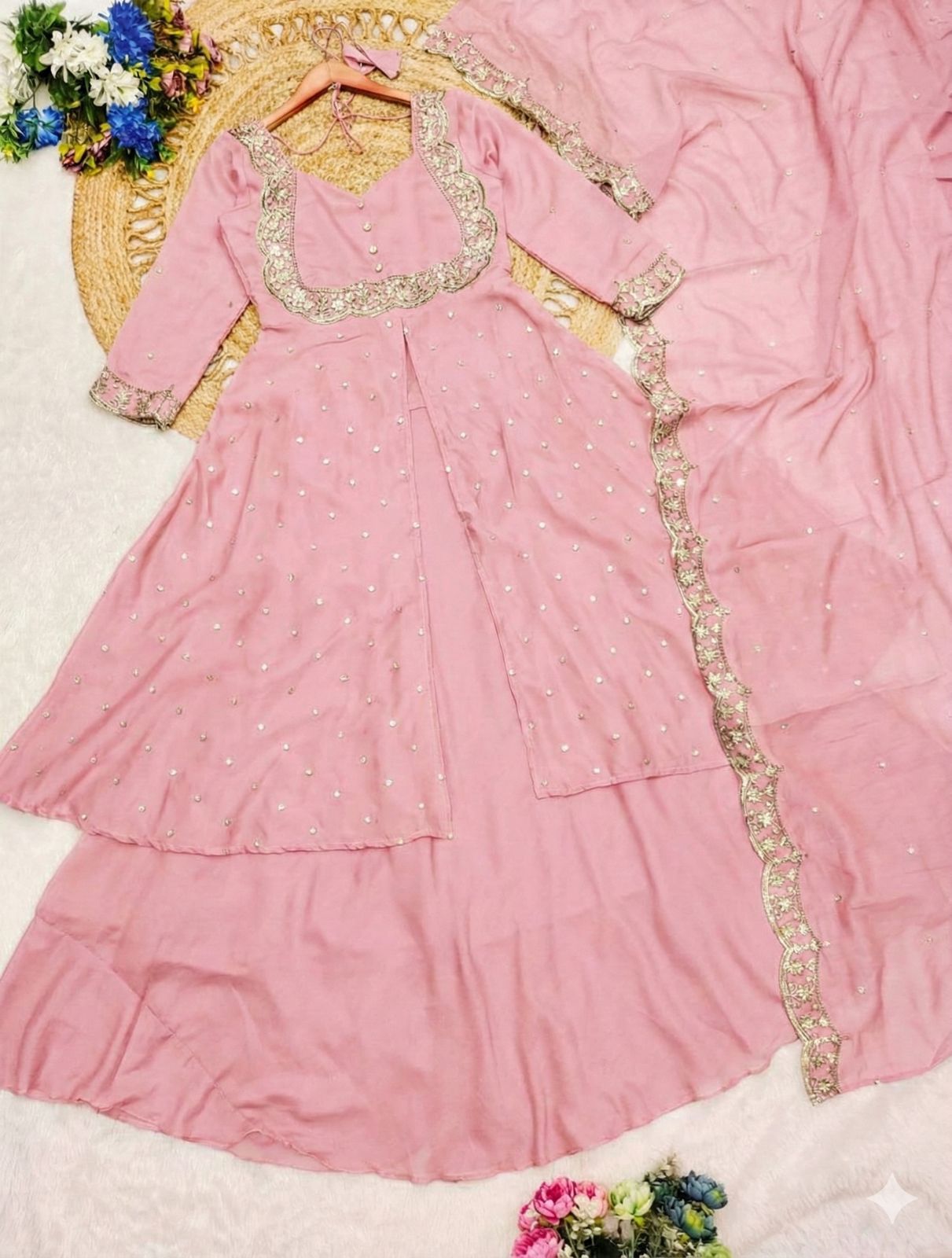 Stunning Cape Top, Skirt With Duppatta set