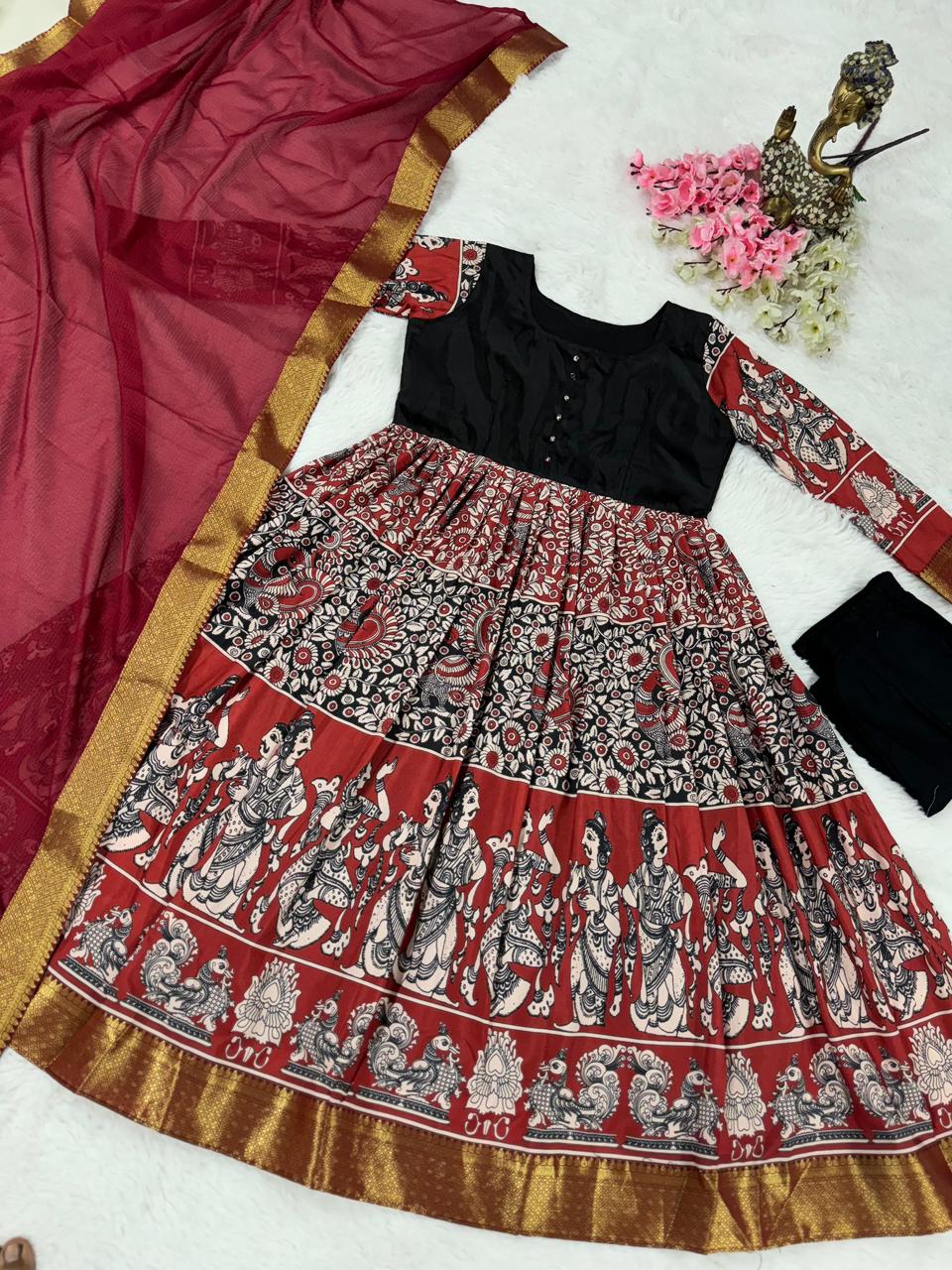 Kalamkari Anarkali Gown