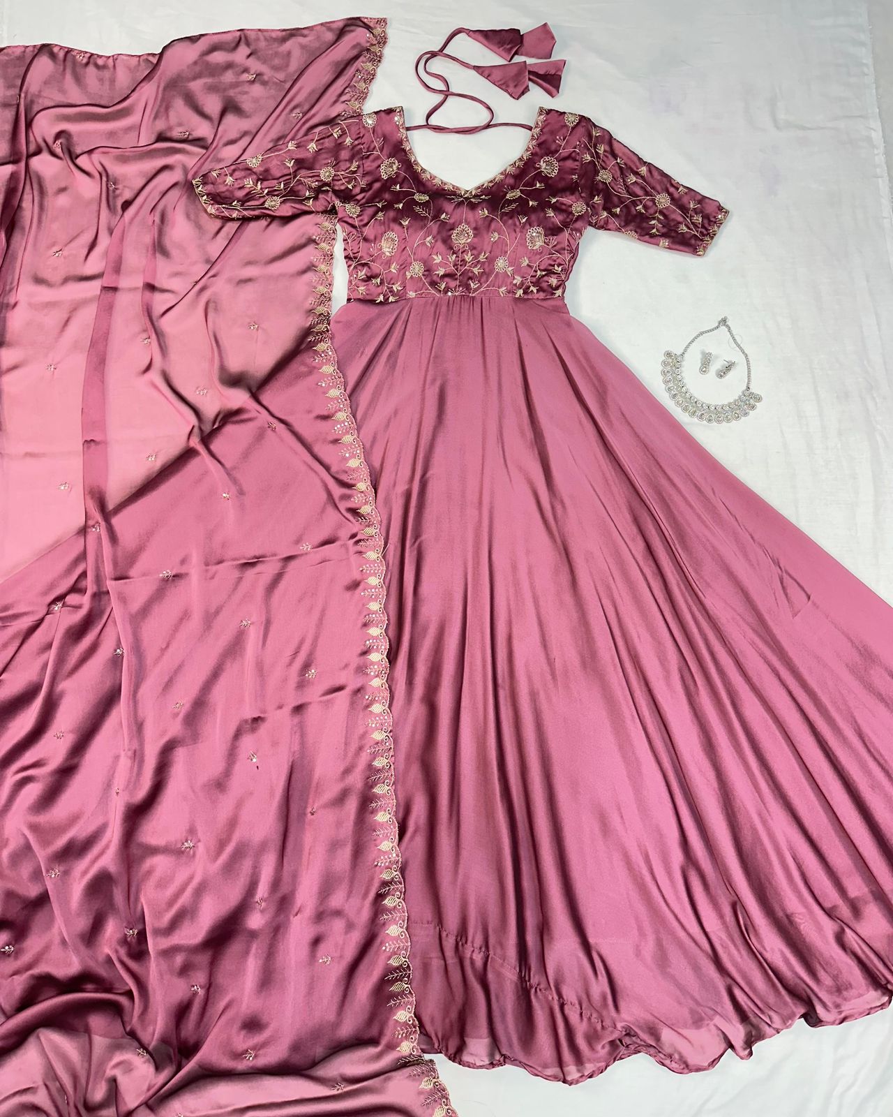 Embroidery Silk Gown