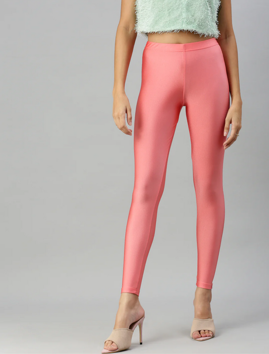 Shimmer Leggings - Coral Pink