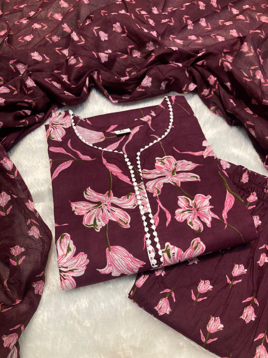 Jaipuri Cotton 3 peice sets - CS004