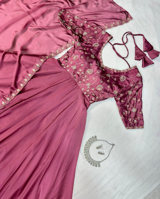 Embroidery Silk Gown