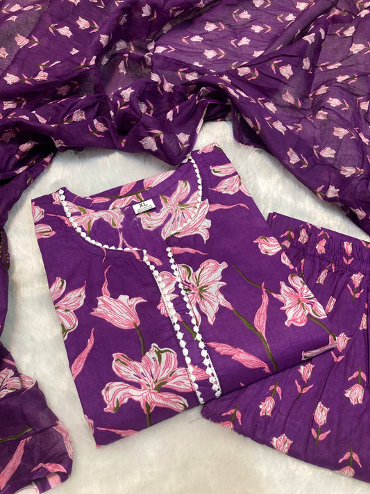 Jaipuri Cotton 3 peice sets - CS006