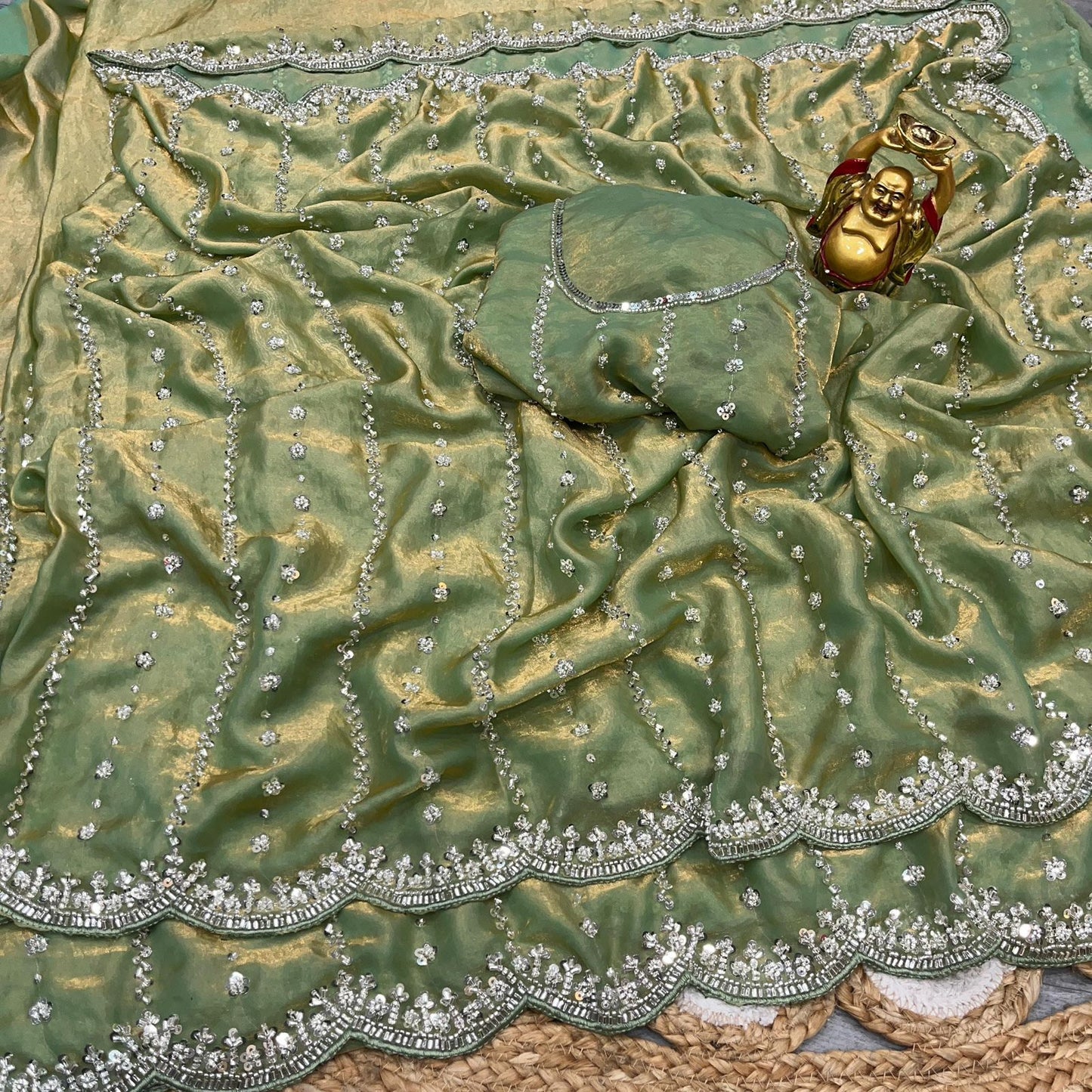 Stone Work space silk saree