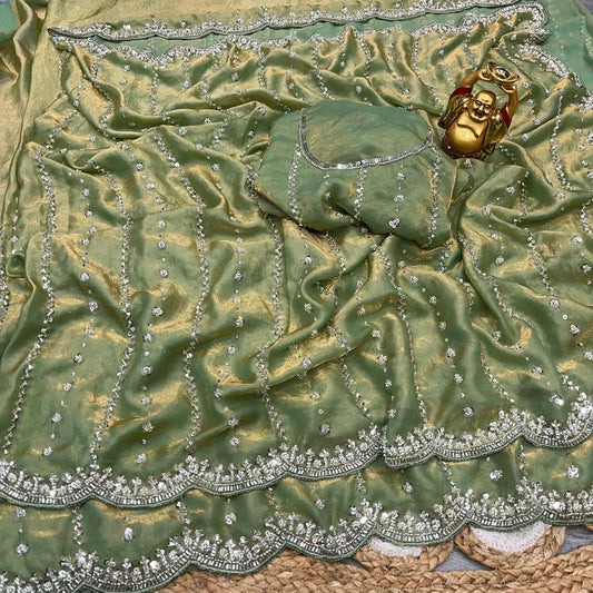 Stone Work space silk saree