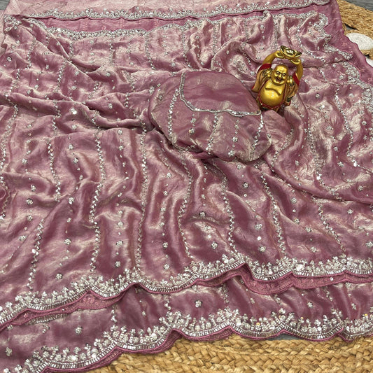 Stone work space silk saree