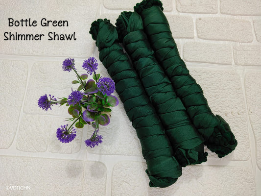 Shimmer Dupatta - Bottle Green - BT042