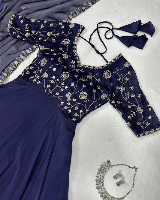 Embroidery Silk Gown