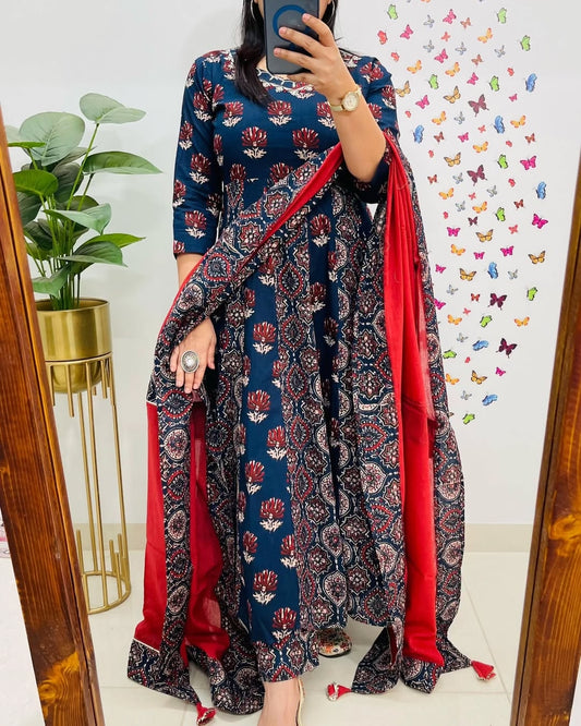 Premium Azrak Cotton anarkali suits