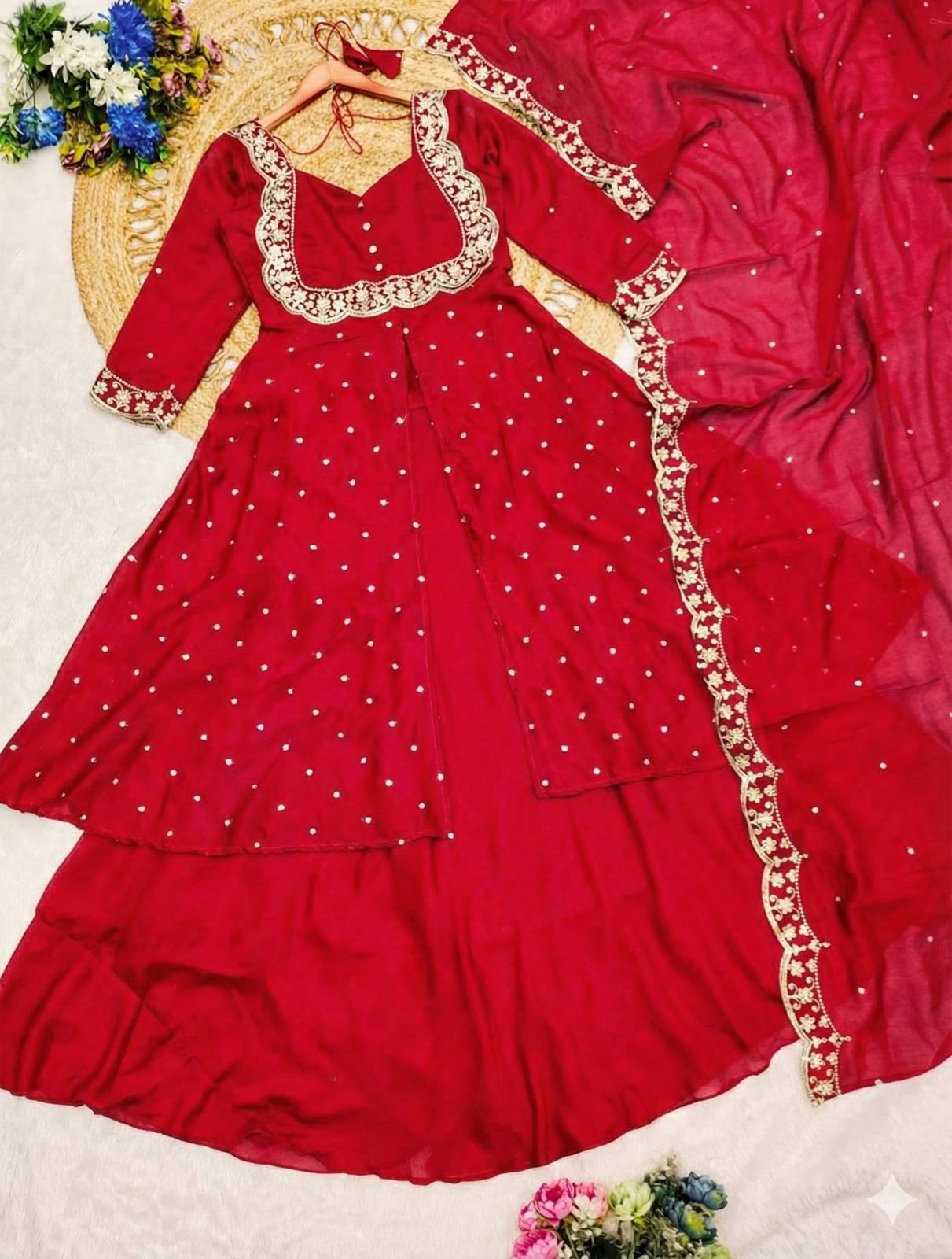 Stunning Cape Top, Skirt With Duppatta set