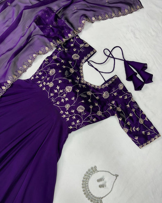 Embroidery Silk Gown